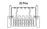 Dimensiones del conector Zero8 acodado de 20 polos