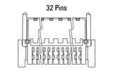 Dimensiones del conector Zero8 acodado de 32 polos