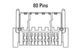 Dimensiones del conector Zero8 acodado de 80 pines