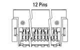 Dimensiones del conector Zero8 acodado de 12 polos