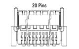 Dimensiones del conector Zero8 acodado de 20 polos