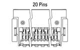Dimensiones del conector Zero8 acodado de 20 polos