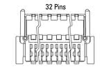 Dimensiones del conector Zero8 acodado de 32 polos