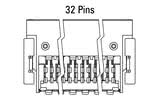 Dimensiones del conector Zero8 acodado de 32 polos
