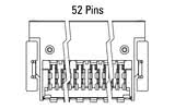 Dimensiones del conector Zero8 acodado de 52 pines