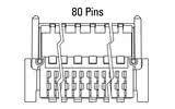 Dimensiones del conector Zero8 acodado de 80 pines